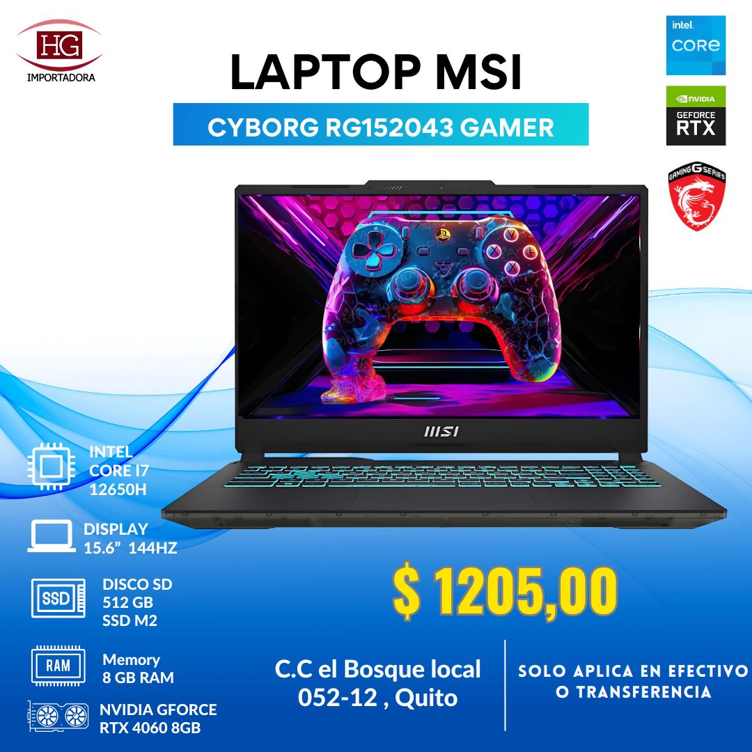 LAPTOP MSI CYBORG RG152043 GAMER