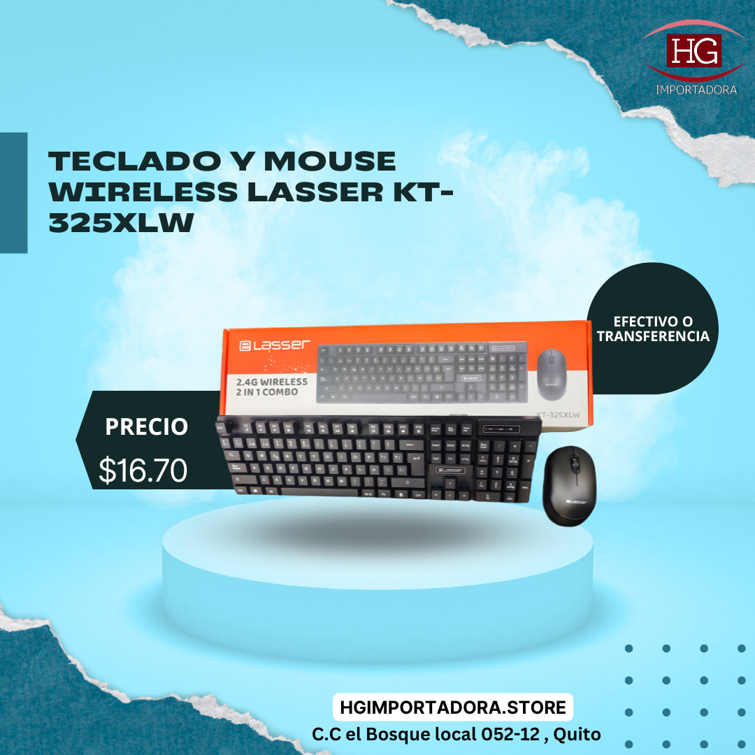 TECLADO Y MOUSE WIRELESS LASSER KT-325XLW